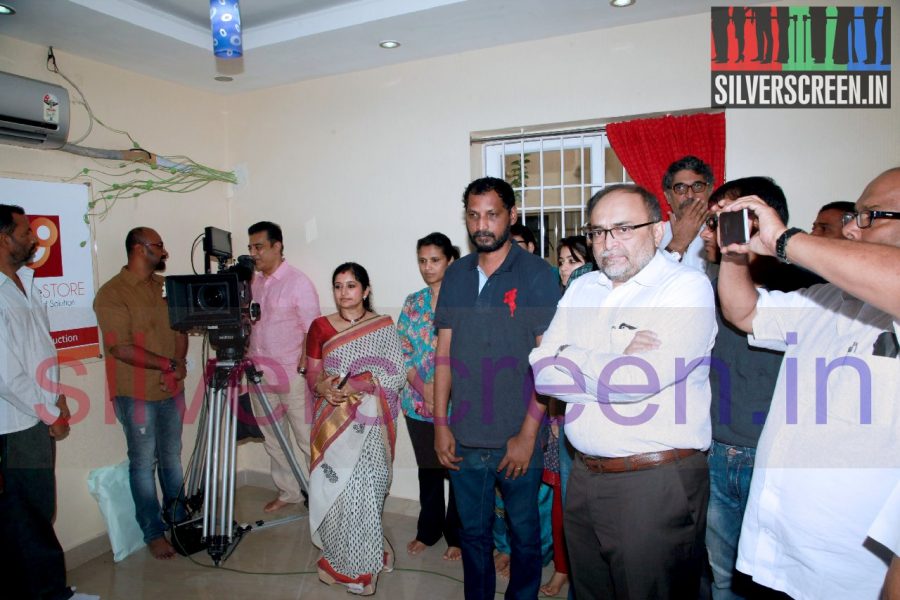 Actor Kamal Haasan and Lyricist Na Muthukumar at Drishyam Remake Pooja Function