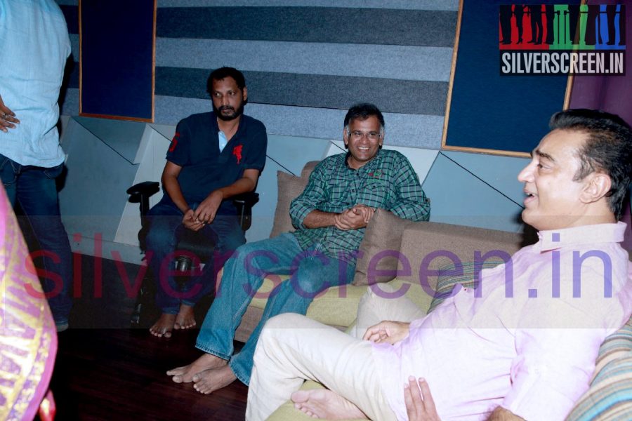 Actor Kamal Haasan and Lyricist Na Muthukumar at Drishyam Remake Pooja Function