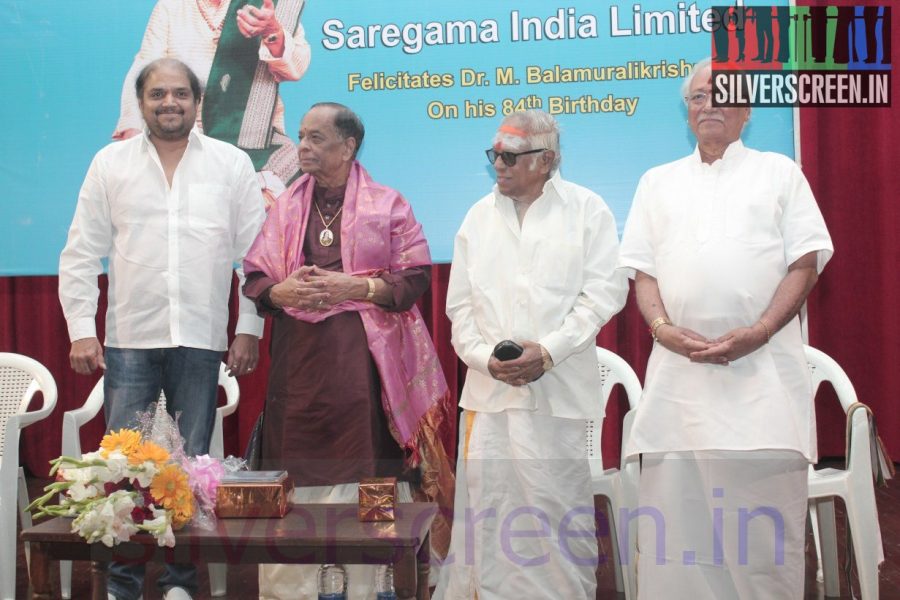 Music Director MS Viswanathan and Vidyasagar at the Launch of Celestial Treasure Album by Dr M Balamuralikrishna