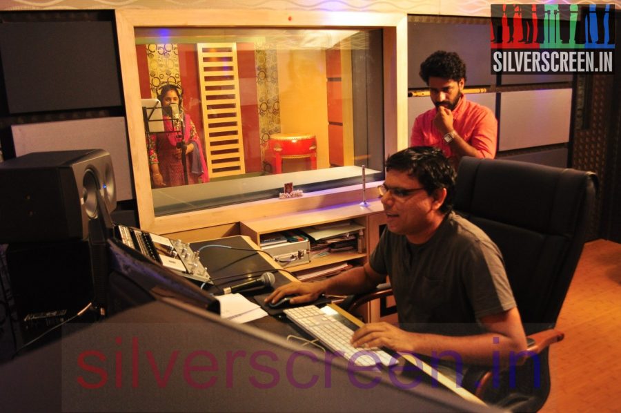 Actor Rajashanthru and Music Director C Sathyai in Making of Madhu Maadhu Soodhu Song