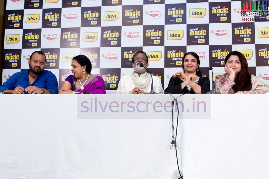 Actress Kushboo, Suganya, Music Director Gangai Amaren and Singer Sudha Ragunathan at Mirchi Music Awards 2013 - Grand Jury Meet Event