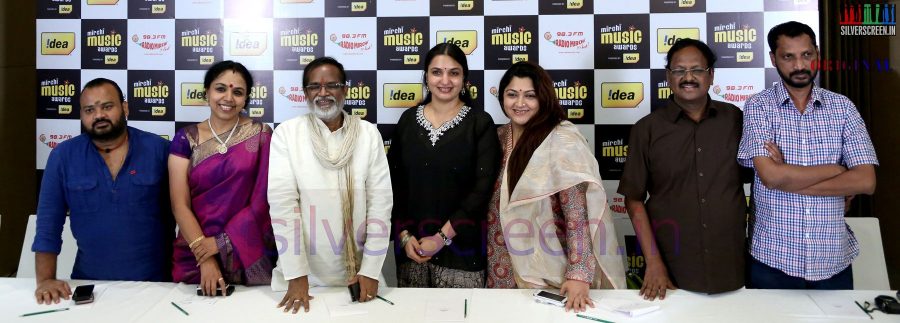 Music Director Gangai Amaren, Actress Kushboo, Suganya, Singer Sudha Ragunathan, Lyricist Arivumathi and Na Muthukumar at Mirchi Music Awards 2013 - Grand Jury Meet Event