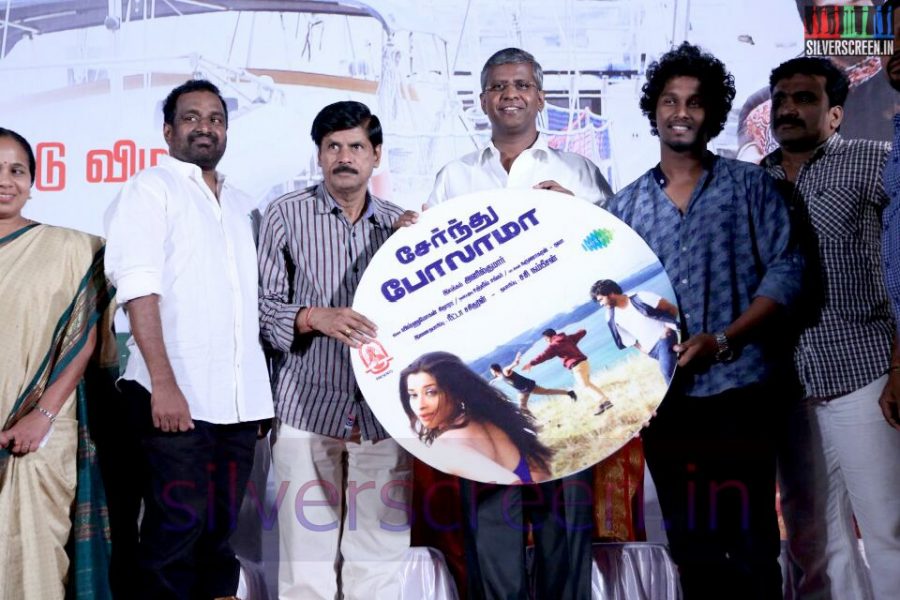 Producer V Swaminathan at Serndhu Polama Audio Launch Event