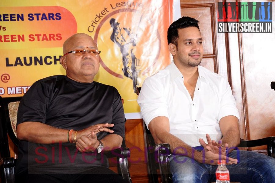 Actor Bharath, Radha Ravi, Manobala and Sriman at Stars Cricket Leaugue (Or SCL) Jersey Launch