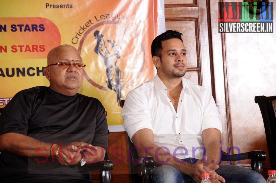 Actor Bharath, Radha Ravi, Manobala and Sriman at Stars Cricket Leaugue (Or SCL) Jersey Launch