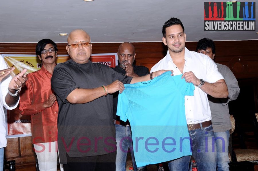 Actor Bharath, Radha Ravi, Manobala and Sriman at Stars Cricket Leaugue (Or SCL) Jersey Launch