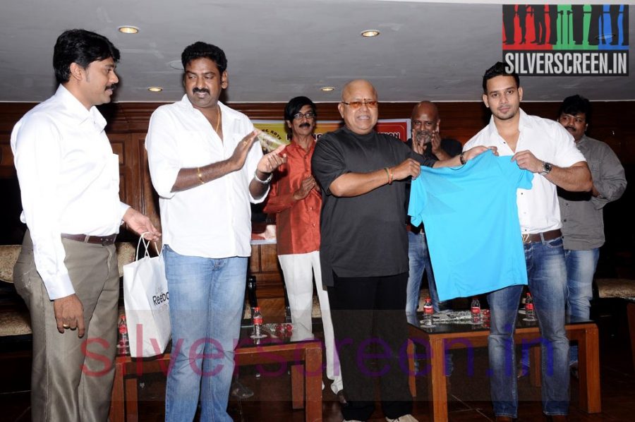 Actor Bharath, Radha Ravi, Manobala and Sriman at Stars Cricket Leaugue (Or SCL) Jersey Launch