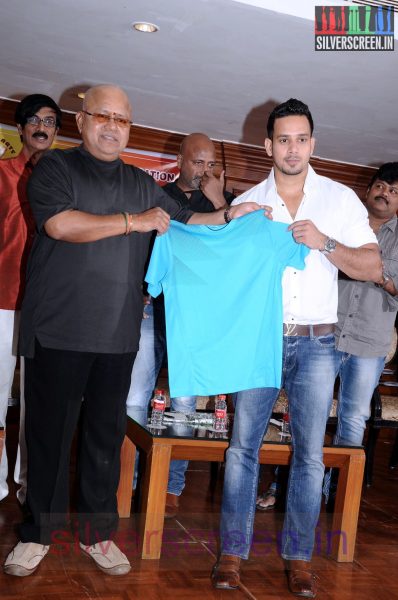 Actor Bharath, Radha Ravi, Manobala and Sriman at Stars Cricket Leaugue (Or SCL) Jersey Launch