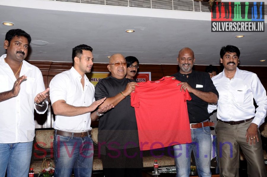 Actor Bharath, Radha Ravi, Manobala and Sriman at Stars Cricket Leaugue (Or SCL) Jersey Launch