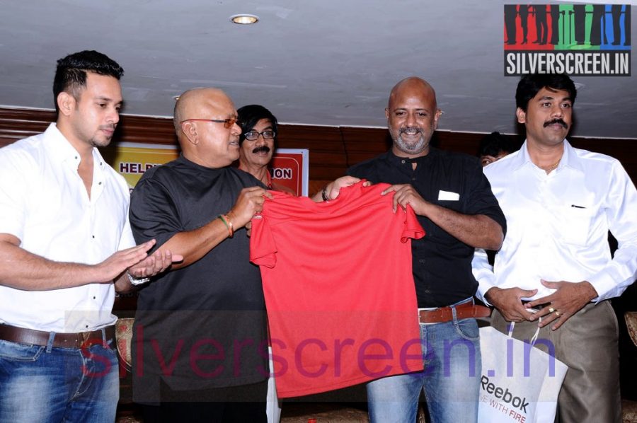 Actor Bharath, Radha Ravi, Manobala and Sriman at Stars Cricket Leaugue (Or SCL) Jersey Launch