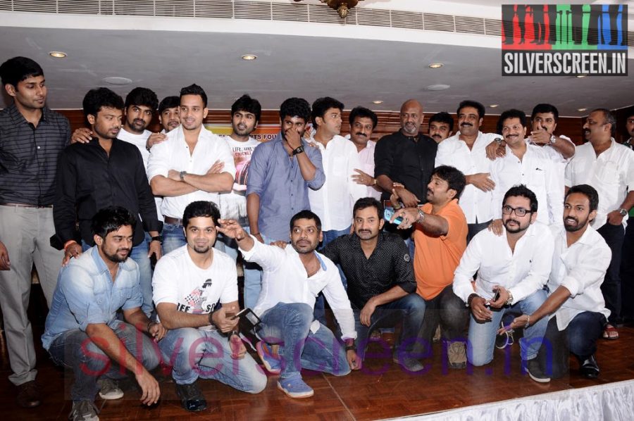 Actor Bharath, Radha Ravi, Manobala and Sriman at Stars Cricket Leaugue (Or SCL) Jersey Launch