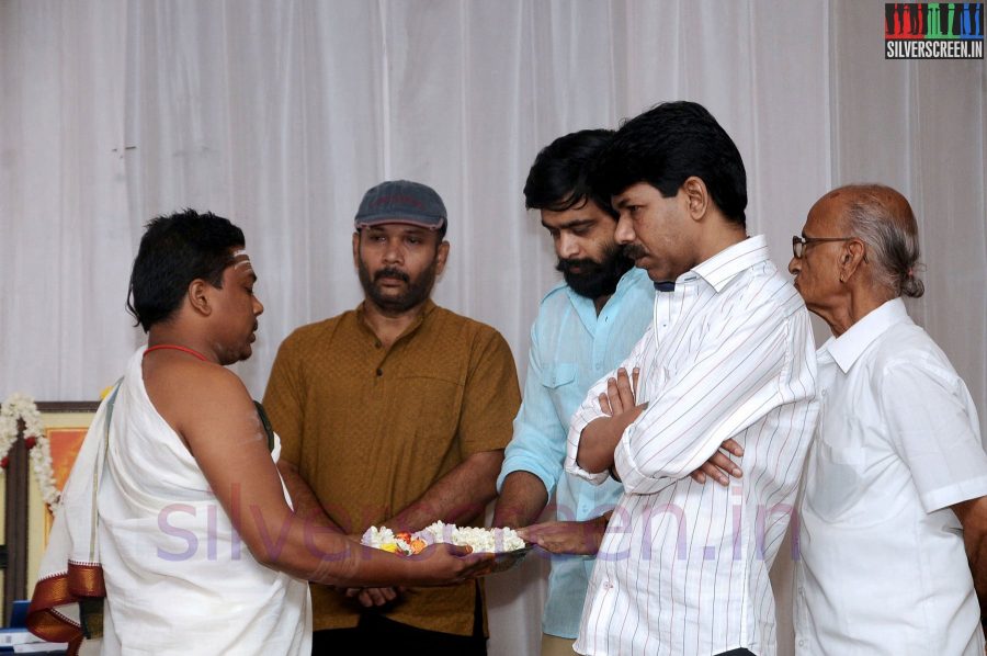 Actor Saisikumar and Director Bala at Tharai Thappattai (Or Thaarai Thappatai) Movie Launch or Pooja Event