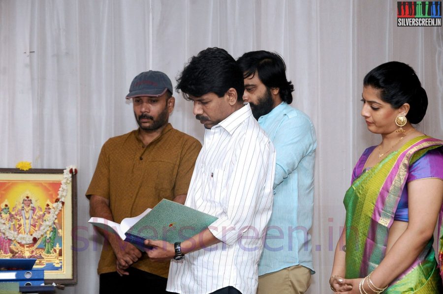 Director Bala and Actress Varalaxmi Sarathkumar at Tharai Thappattai (Or Thaarai Thappatai) Movie Launch or Pooja Event