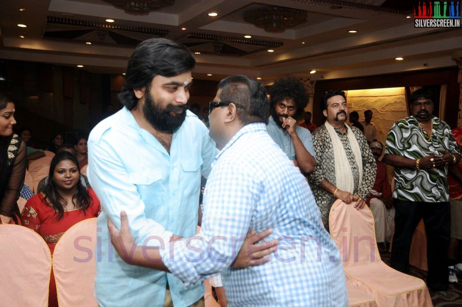 Actor Sasikumar and Director Mysskin at Tharai Thappattai (Or Thaarai Thappatai) Movie Launch or Pooja Event