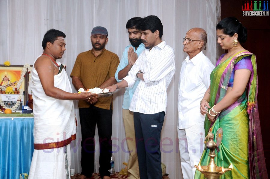 Director Bala, Actor Sasikumar and Actress Varalaxmi Sarathkumar at Tharai Thappattai (Or Thaarai Thappatai) Movie Launch or Pooja Event