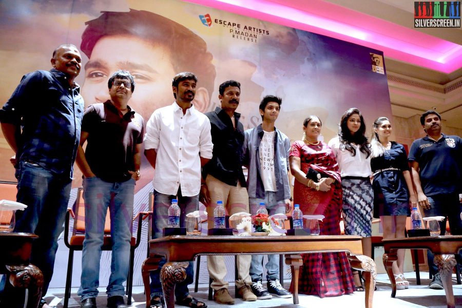 Music Director Anirudh, Actor Dhanush, Vivek, Actress Saranya Ponvannan, Amala Paul, Surabhi, Director Samuthirkani and R Velraj at Vellayilla Patadhari (VIP) Audio Launch HQ Images