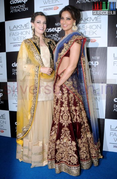 Actress Bipasha Basu and Dia Mirza in Vikram Phadnis this Lakme Fashion Week Winter Festive 2014 Stills