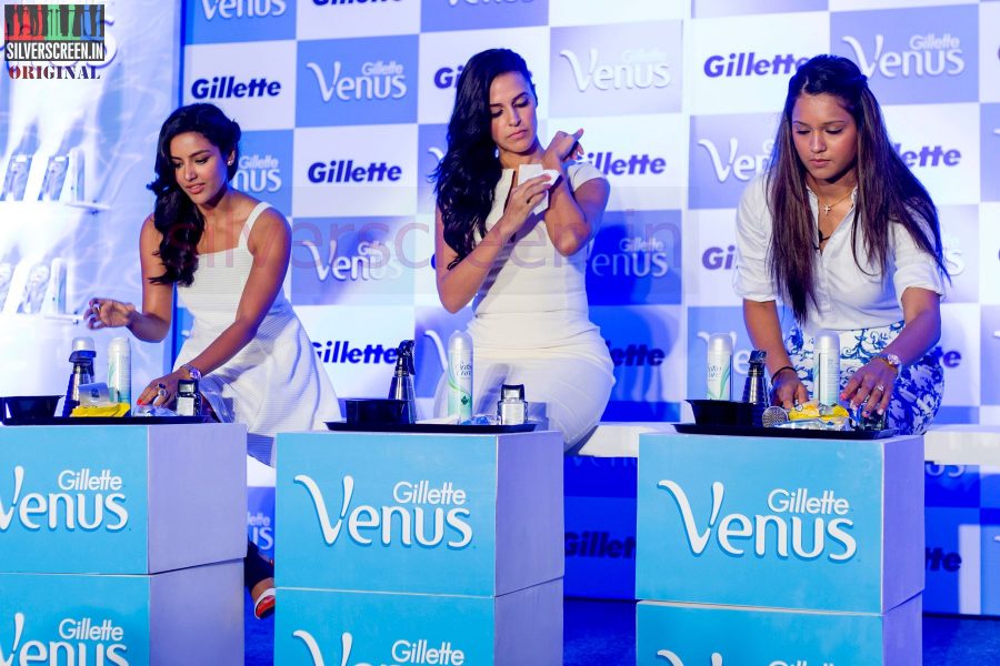 Actress Neha Dhupia, Priya Anand and Dipika Pallikal at the Gillette Venus Press Meet