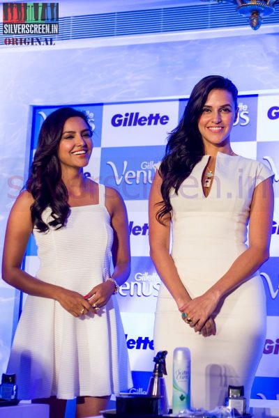 Actress Neha Dhupia and Priya Anand at the Gillette Venus Press Meet