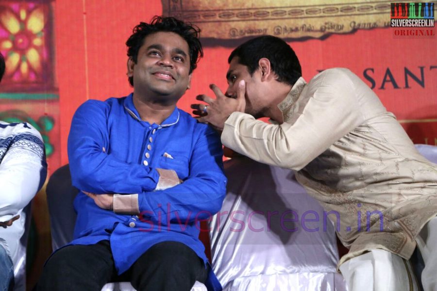 AR Rahman and Siddharth at the Kaaviya Thalaivan Press Meet