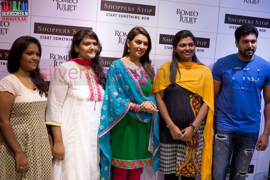 Actress Hansika Motwani and Jayam Ravi at Romeo Juliet Promotional Event