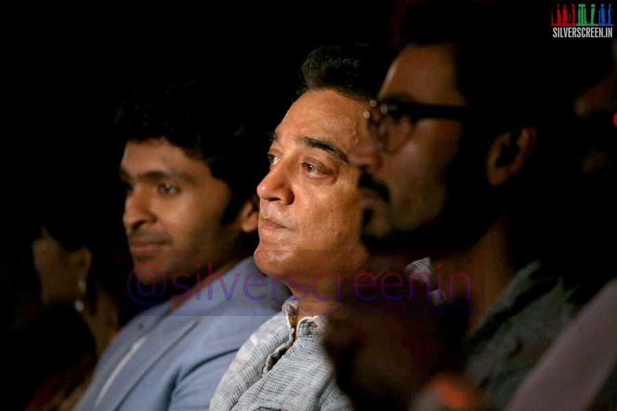 Actor Vikram Prabhu, Kamal Haasan and Dhanush at Sigaram Thodu Audio Launch Event Stills