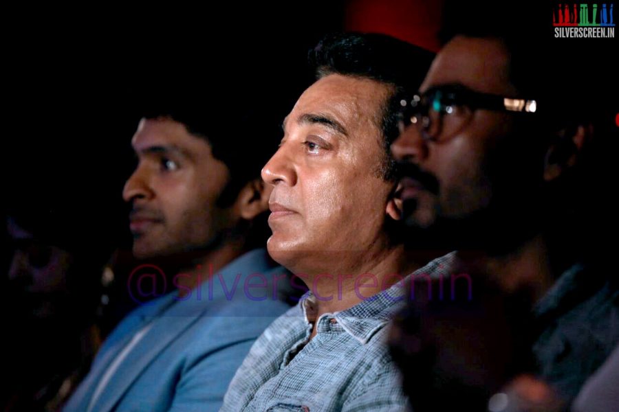 Actor Vikram Prabhu, Kamal Haasan and Dhanush at Sigaram Thodu Audio Launch Event Stills