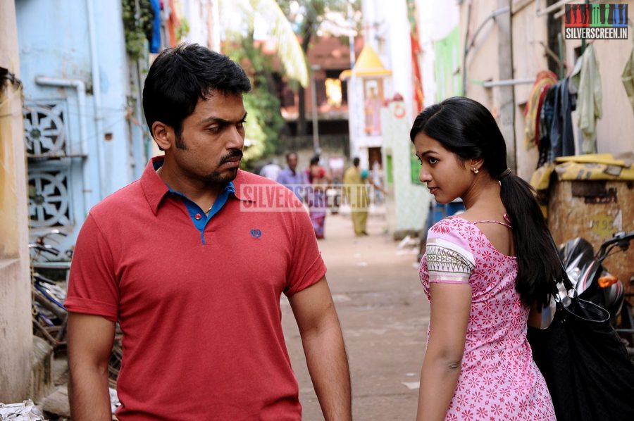 Actor Karthi and Catherine Tresa in Madras Movie Stills