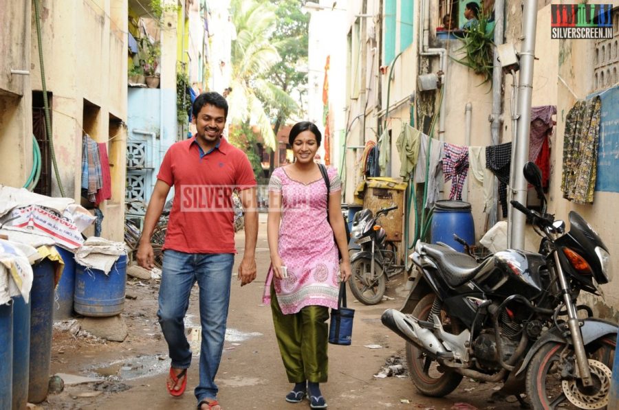 Actor Karthi and Catherine Tresa in Madras Movie Stills