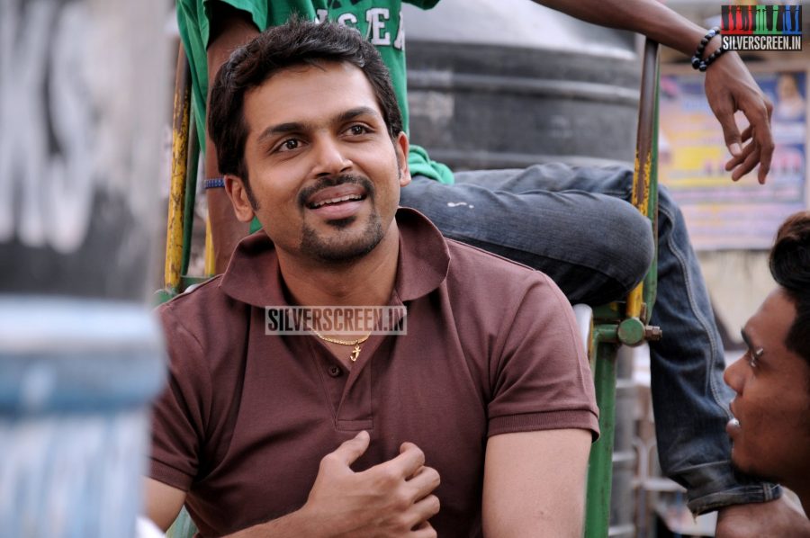 Actor Karthi and Catherine Tresa in Madras Movie Stills