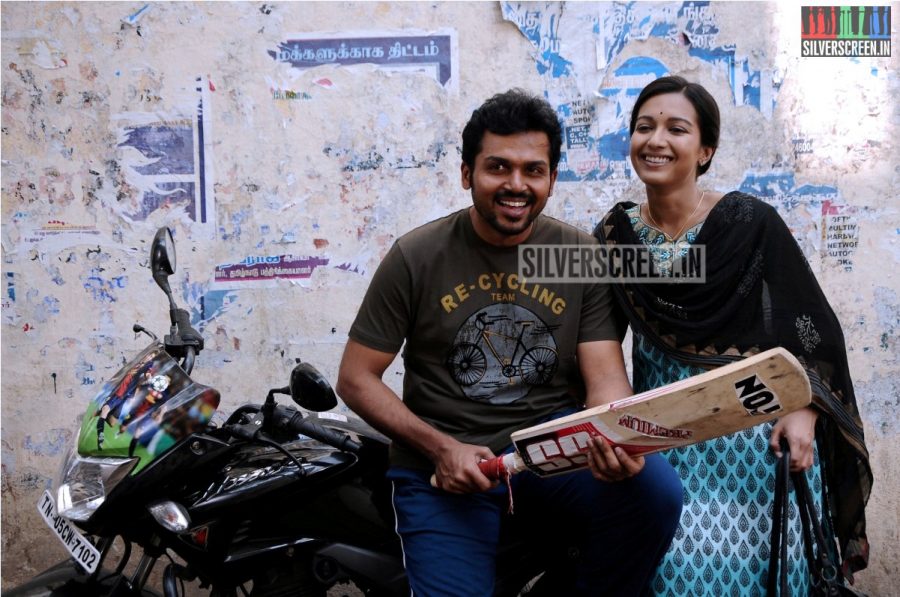 Actor Karthi and Catherine Tresa in Madras Movie Stills