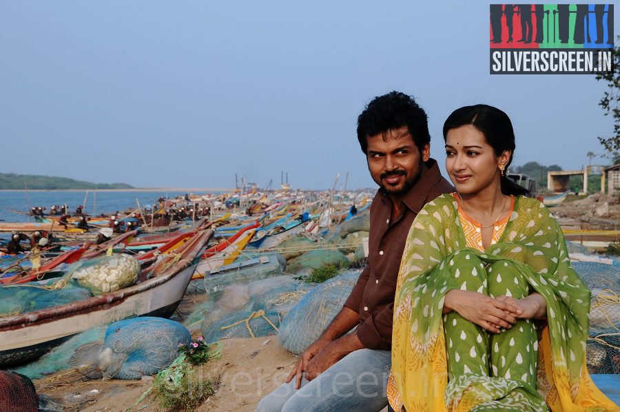 Actor Karthi and Catherine Tresa in Madras Movie Stills