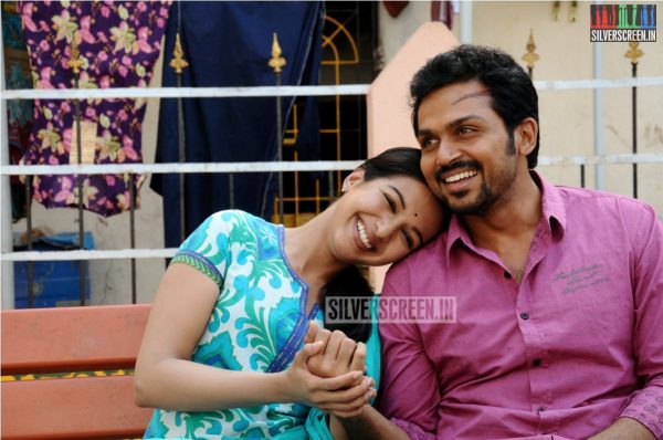 Actor Karthi and Catherine Tresa in Madras Movie Stills