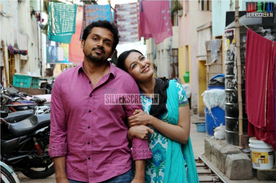 Actor Karthi and Catherine Tresa in Madras Movie Stills