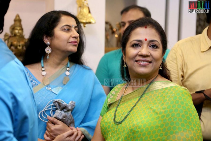 Poornima Bhagyaraj and Suhasini Mani Ratnam at the Mantra Showroom Launch Photos
