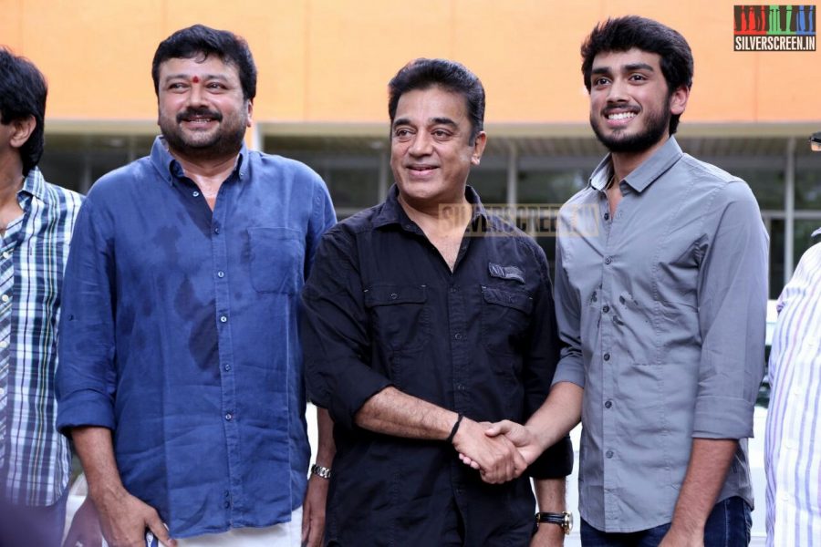 Actor Kamal Haasan, Kalidas, Jayaram at the Oru Pakka Kathai Movie Press Meet