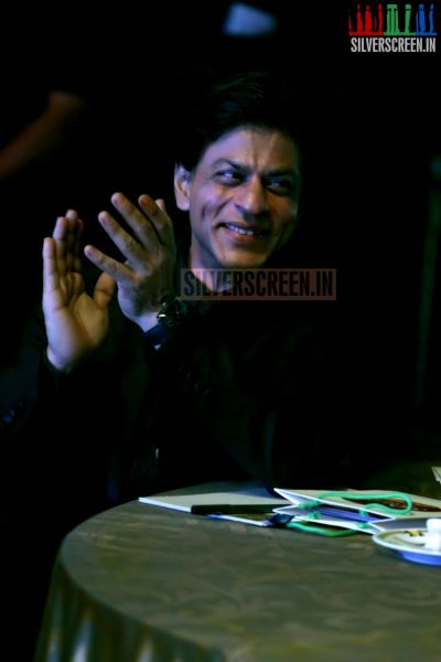 Actor Shahrukh Khan at the Happy New Year Movie Fashion Show Promo for Palam Silks, Chennai