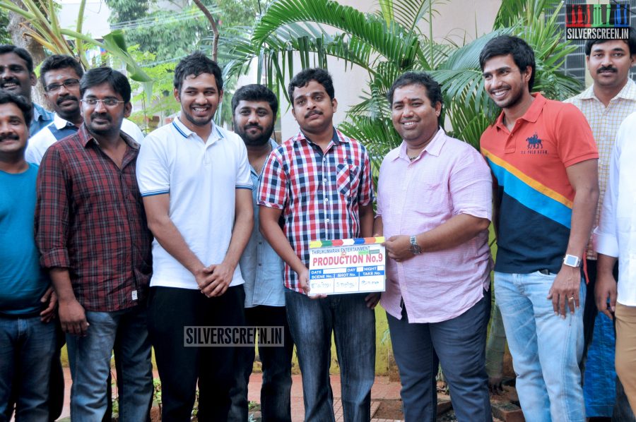 Actor Vishnu, Director Ravi Kumar, Producer CV Kumar, KE Gnanavelraja and Editor Leo John Paul in Indru Netru Naalai Movie Launch Stills