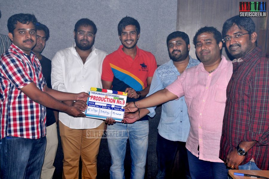 Actor Vishnu, Director Ravi Kumar, Producer CV Kumar, KE Gnanavelraja and Editor Leo John Paul in Indru Netru Naalai Movie Launch Stills