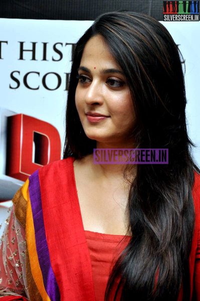 Actress Anushka Shetty at the Rudhramadevi Movie Trailer Launch