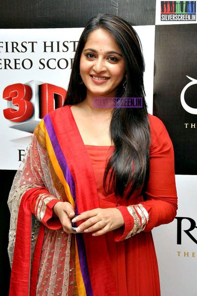 Actress Anushka Shetty at the Rudhramadevi Movie Trailer Launch