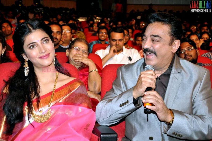 Kamal Haasan and Shruti Haasan at the Uttama Villain Telugu Audio Launch Photos