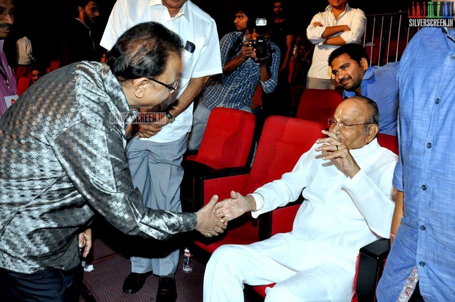 K Viswanathan and SP Balasubrahmanyam at the Uttama Villain Telugu Audio Launch Photos