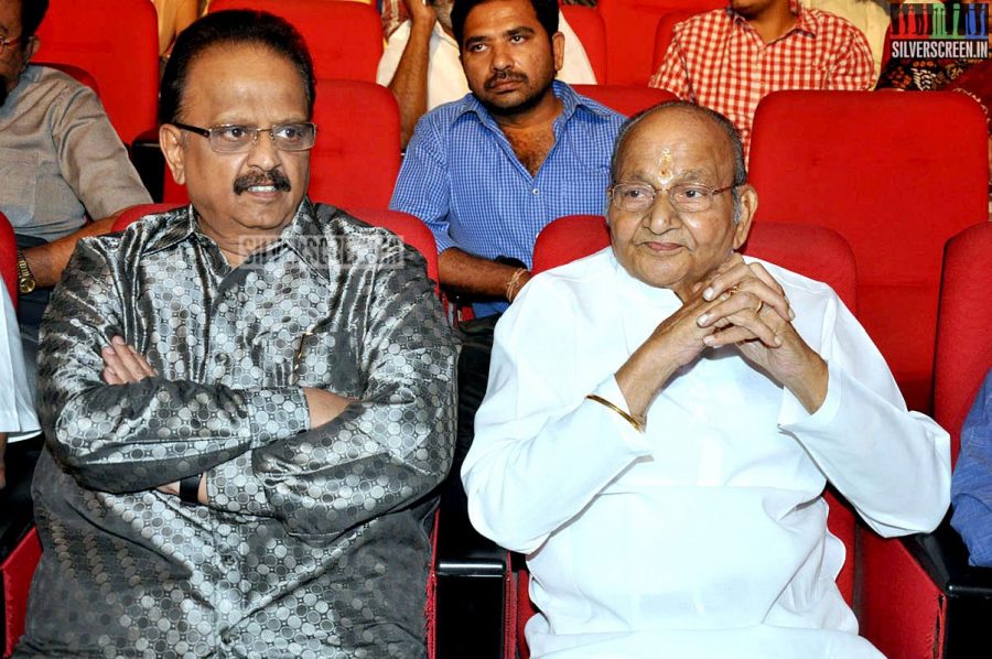 K Viswanathan and SP Balasubrahmanyam at the Uttama Villain Telugu Audio Launch Photos