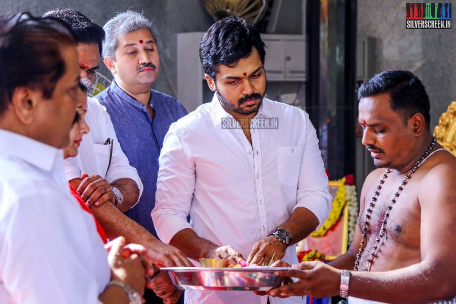 Actor Karthi Sivakumar at PVP Production No 9 Pooja Photos