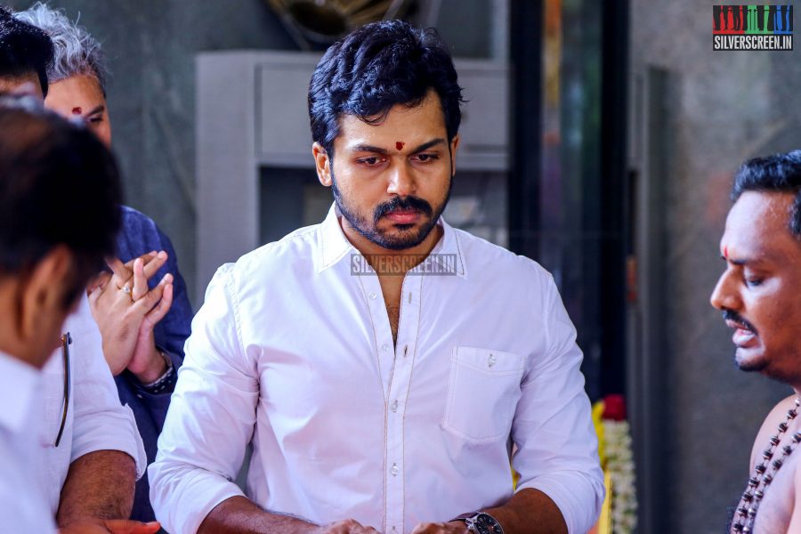 Actor Karthi Sivakumar at PVP Production No 9 Pooja Photos