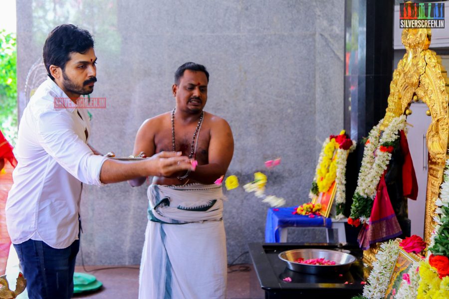 Actor Karthi Sivakumar at PVP Production No 9 Pooja Photos