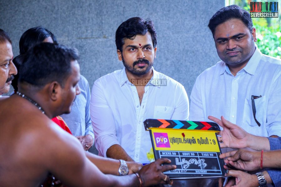 Actor Karthi Sivakumar at PVP Production No 9 Pooja Photos