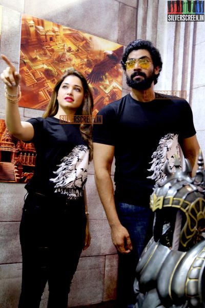 Tamannaah and Rana at Baahubali Zone in ComicCon Bangalore