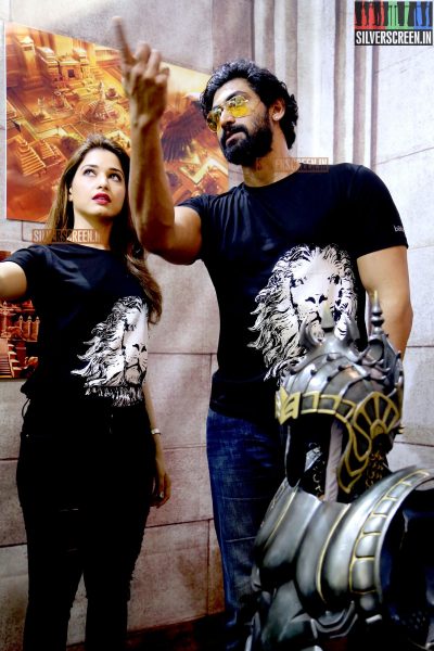 Tamannaah and Rana at Baahubali Zone in ComicCon Bangalore